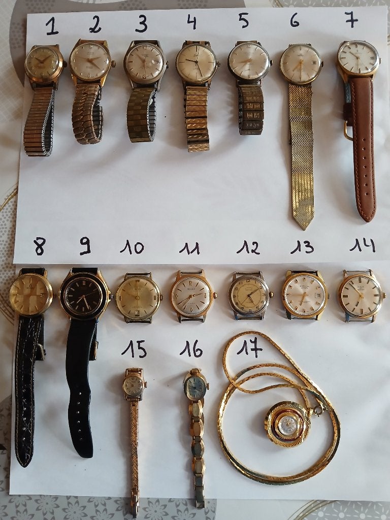 Montres ancienne, Handtassen en Accessoires, Horloges | Antiek, Polshorloge, Overige merken, Goud, 1960 of later, Met bandje, Ophalen of Verzenden