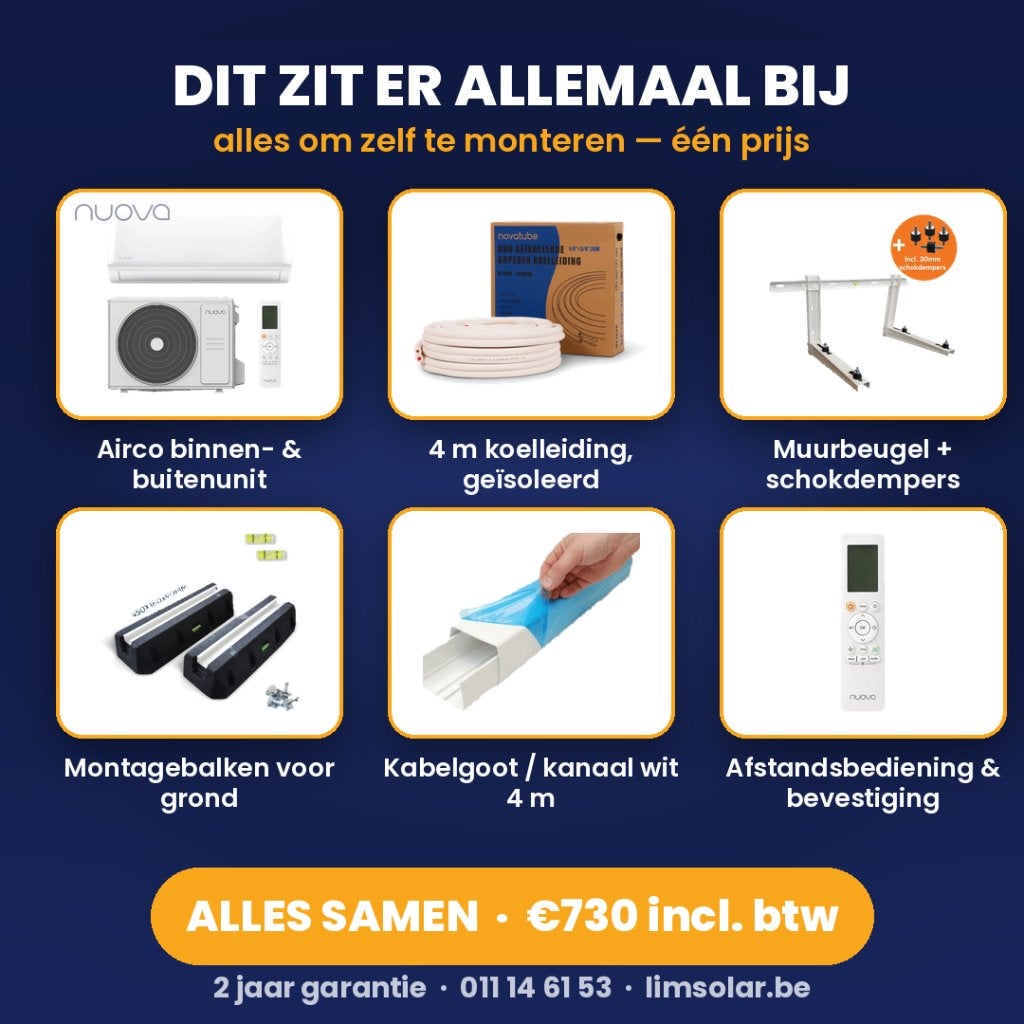 Complete Airco-Set Nuova 5kW incl. montagemateriaal, Ophalen, Koelen en Ontvochtigen, Energieklasse A of zuiniger, Nieuw