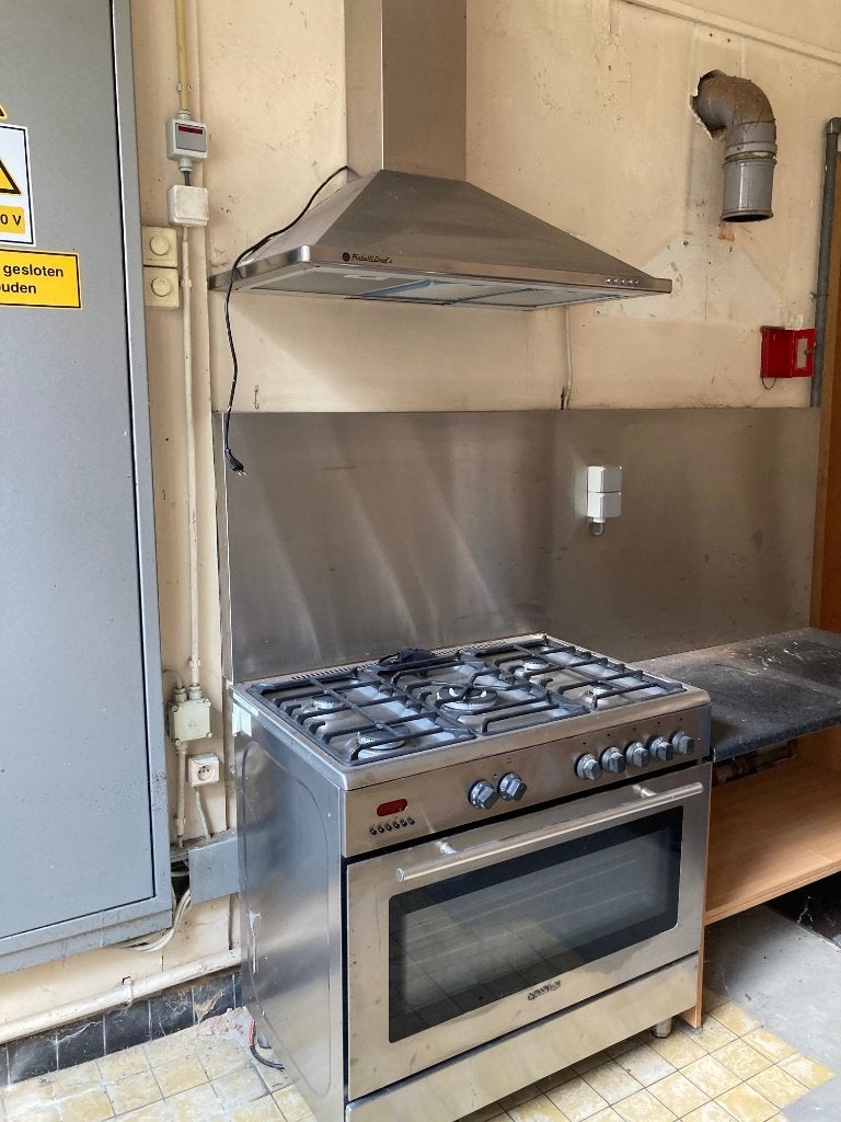 Fratelli Onofri RVS Gasfornuis en dampkap, Ophalen, Gebruikt, Fornuis, Frituur en Grillen