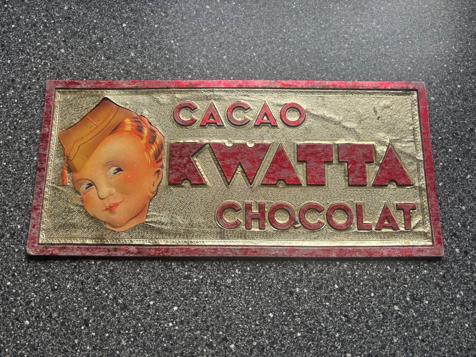 Reclamebord Blik van Kwatta Cacao Chocolade, Verzamelen, Ophalen of Verzenden, Gebruikt, Reclamebord