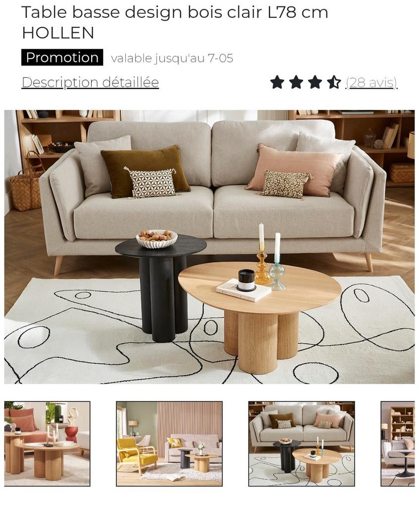Table basse Miliboo neuve, Maison & Meubles, Canapés | Coins salons complets, Enlèvement