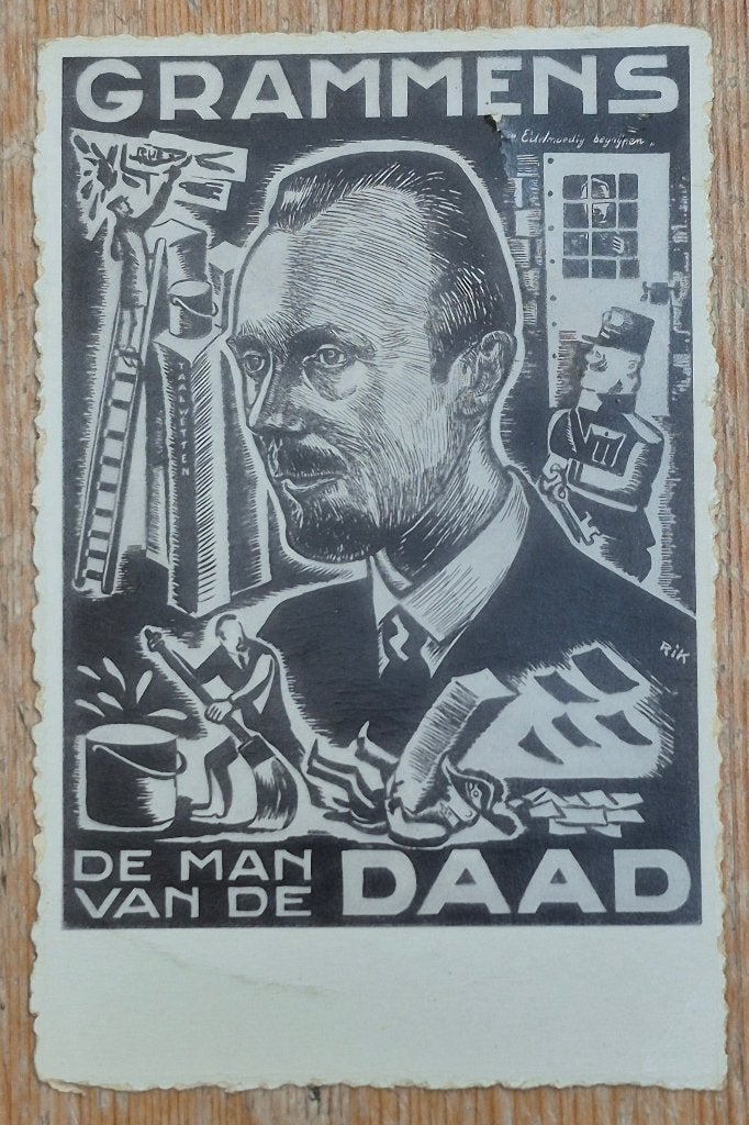 Flor Grammens oude postkaart VNV Vlaamse Beweging, Verzamelen, Ophalen of Verzenden, 1940 tot 1960, Ongelopen, Politiek en Historie