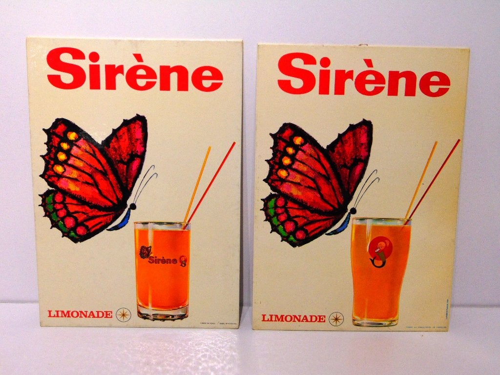 Pankartes  limonade Siren  (Stella Artois) de 1967 & 1971, Collections, Marques & Objets publicitaires, Utilisé, Panneau publicitaire