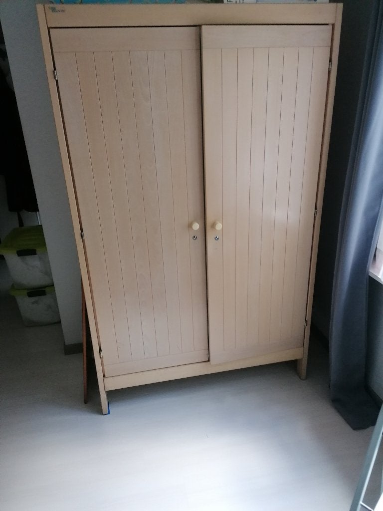 Licht eiken slaapkamerkast, Ophalen, Met deur(en), Gebruikt, 100 tot 150 cm