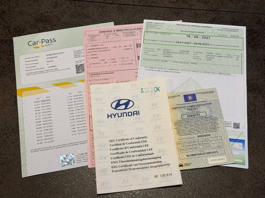 (73.525Km) Hyundai i20 ( 1.2i 77Ch ) (2012) Euro 5 (Lez Ok), Auto's, Euro 5, Stof, Electronic Stability Program (ESP), 4 cilinders