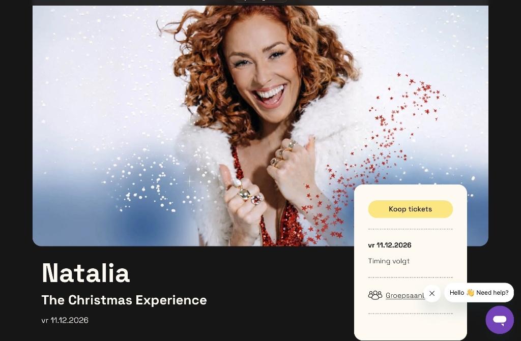 Natalia in Capitole Gent 2 tickets., Deux personnes, Décembre, Chanson réaliste