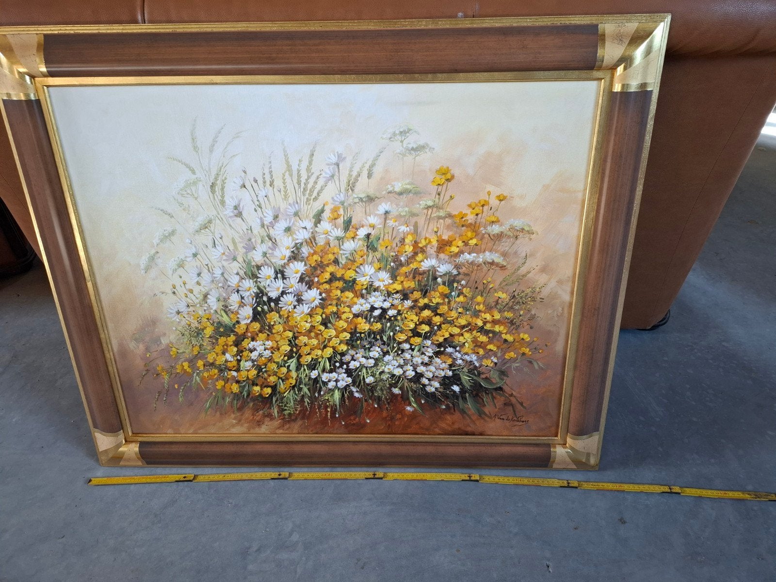 stilleven bloemen M Van de Kerckhove 107 x 90, Ophalen, Klassiek, Olieverf, Doek