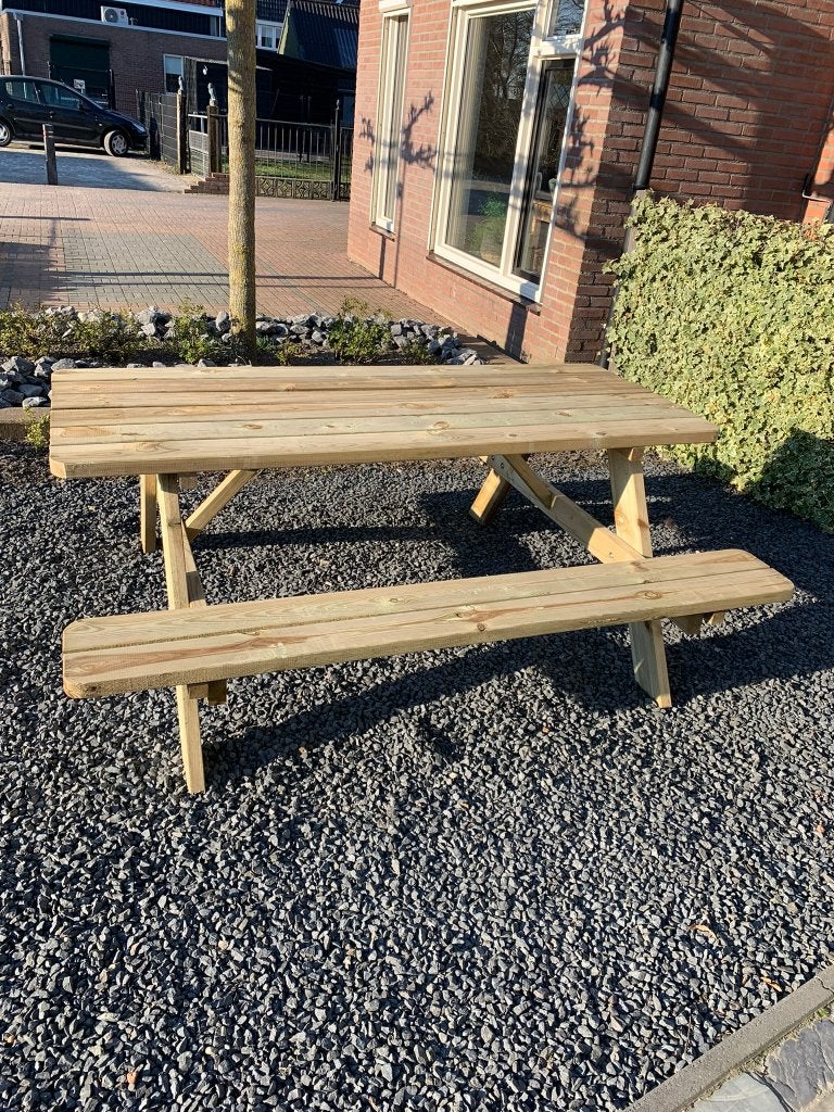 prachtige geïmpregneerde picknicktafels, Tuin en Terras, Picknicktafels, Nieuw, Ophalen of Verzenden, Inklapbaar, Rechthoekig