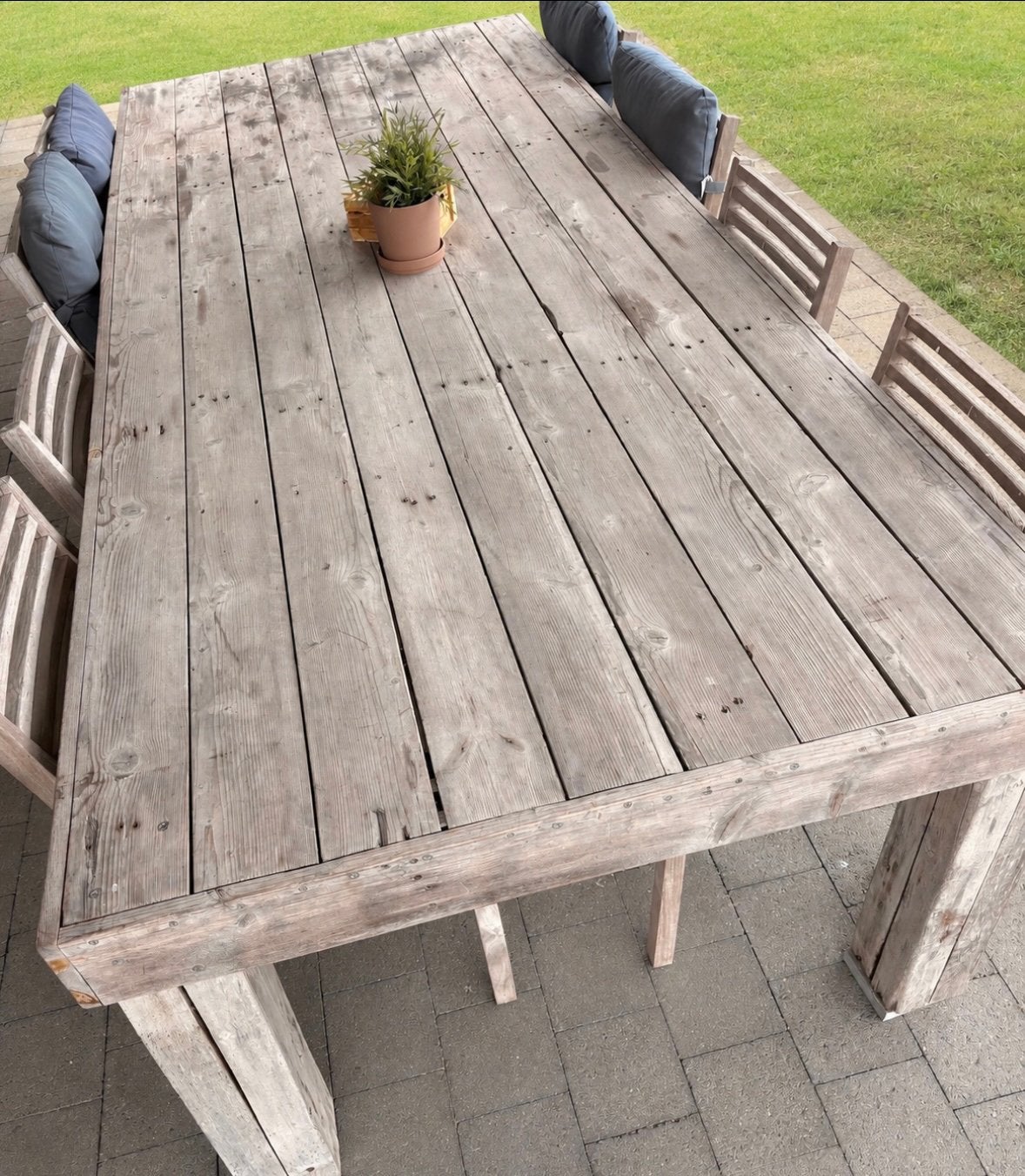 Crown Teak tuinset XXL tafel 8 comfortabele stoelen, Ophalen, Gebruikt, Rechthoekig, Hout