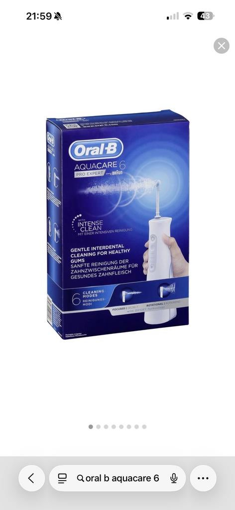 Oral b aquacare 6  flossen met water nieuw, Enlèvement, Neuf