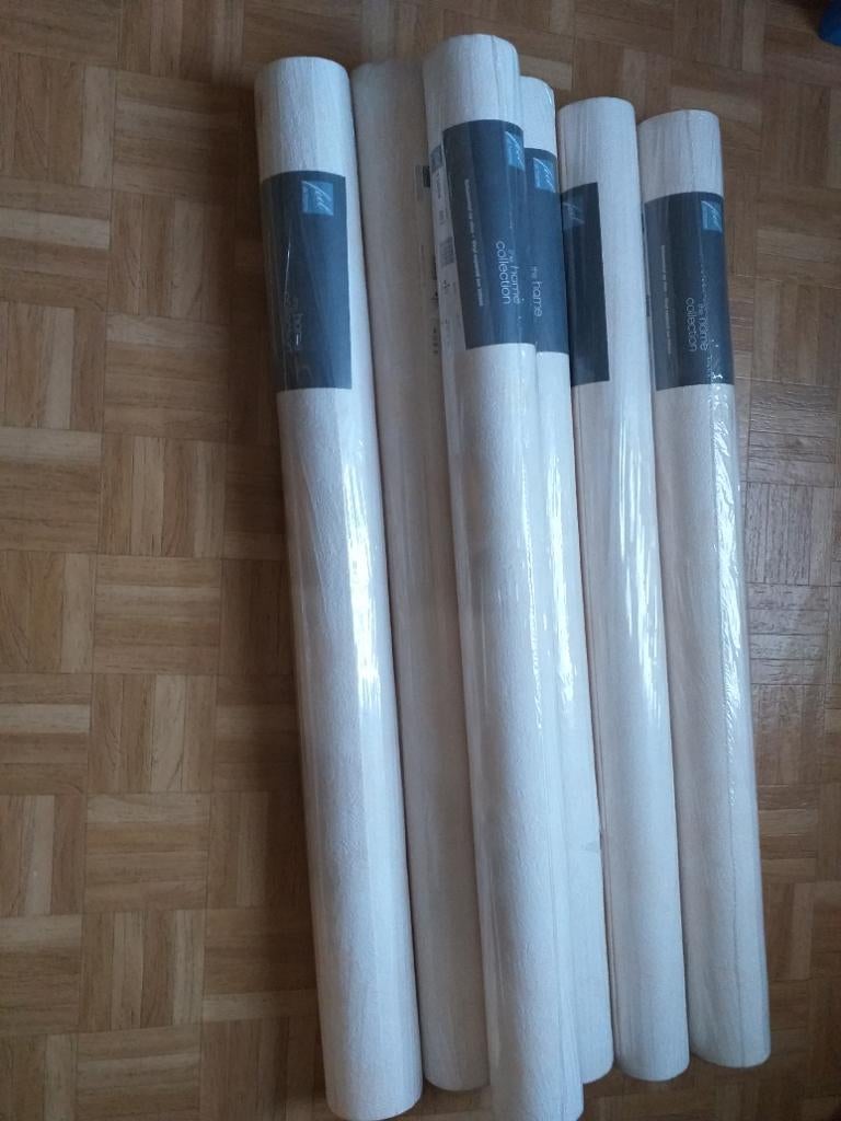 6 rouleaux de papier vynil expansé  sur intisse, Maison & Meubles, Ameublement | Papier peint, Enlèvement, 50 à 75 m², Beige