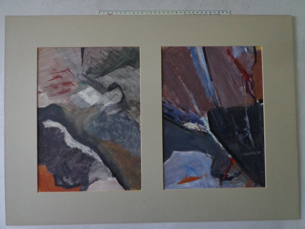 twee abstracte composities op papier Raoul Van den Heede?, Antiek en Kunst, Ophalen of Verzenden