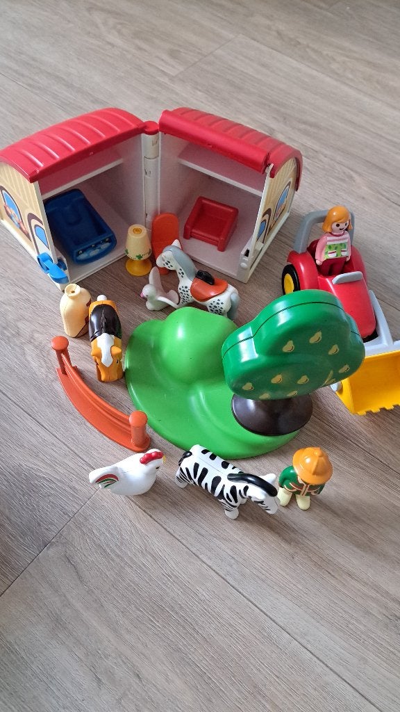Playmobil 123 boederij set + zebra met verzorger, Kinderen en Baby's, Ophalen of Verzenden, Zo goed als nieuw