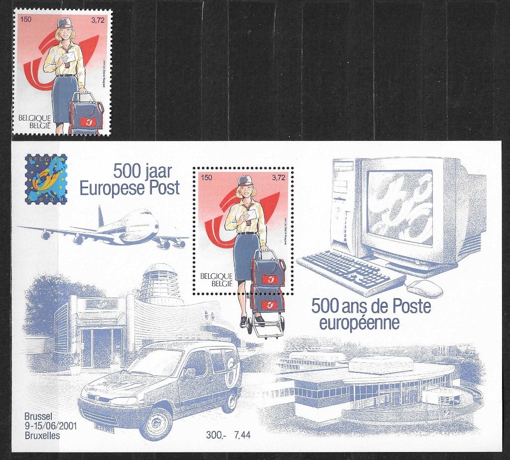 Belgique OPC 3001 + BL91 Belgica 2001 - Poste européenne **, Timbres & Monnaies, Enlèvement ou Envoi, Non oblitéré, Neuf