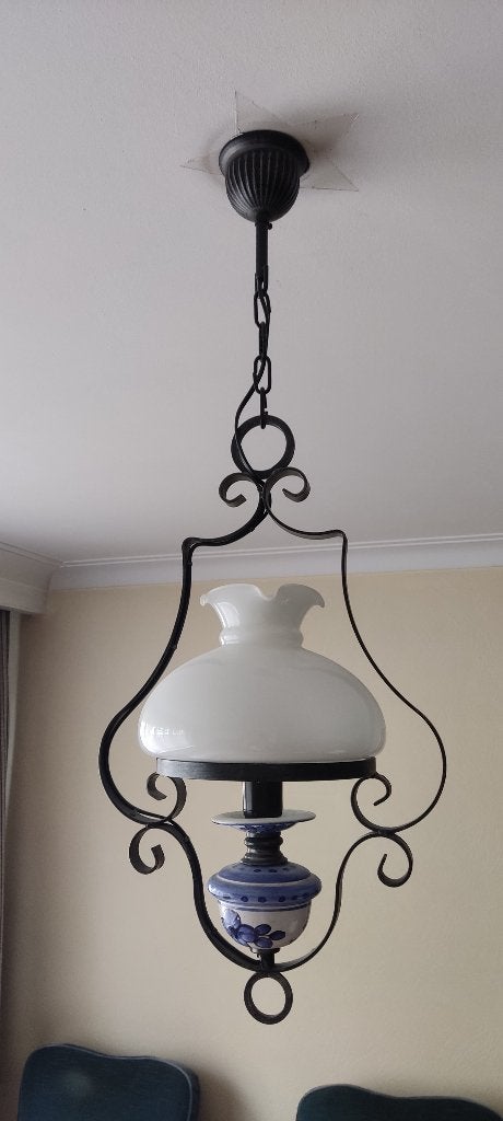 Rustieke hanglamp, Maison & Meubles, Lampes | Suspensions, Rustiek, Enlèvement, Verre, E27 (grand)