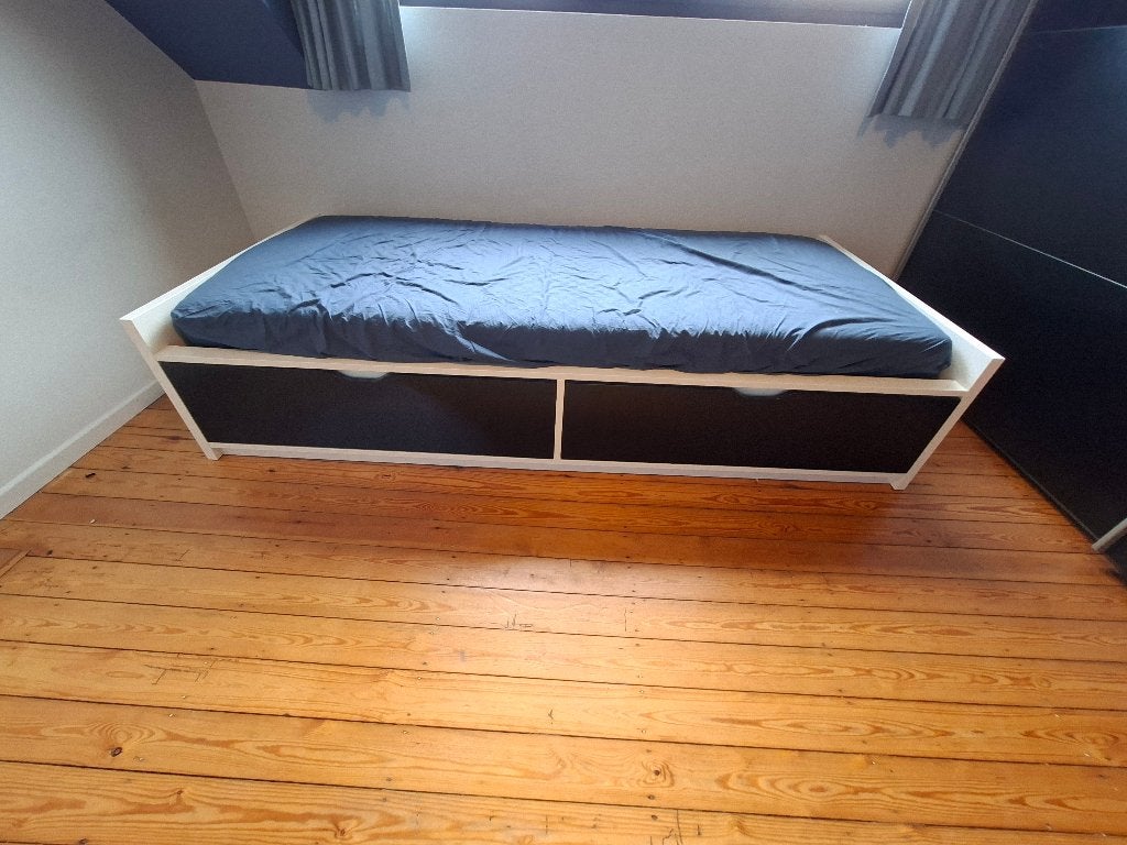 Eenpersoonsbed met schuiven, Huis en Inrichting, Ophalen, Gebruikt, 90 cm, Eenpersoons