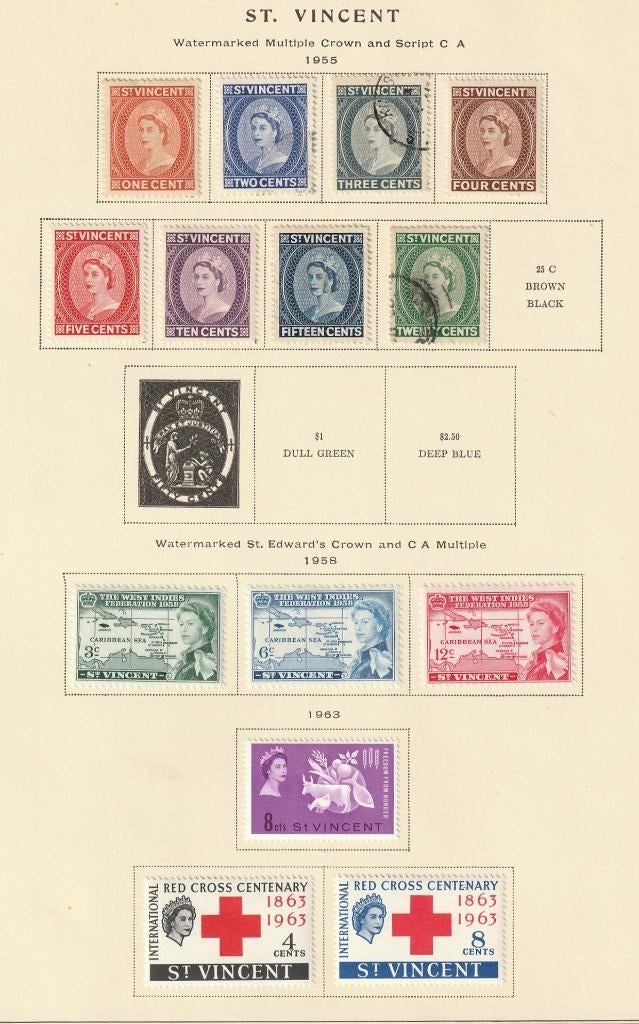 Britse colonie SAINT VINCENT  1955-1969, Ophalen of Verzenden, Gestempeld, Zuid-Amerika