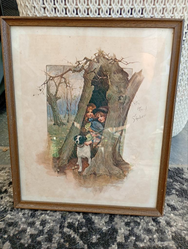 Vintage afdruk An April Shower H.M.Bennet, Ophalen of Verzenden