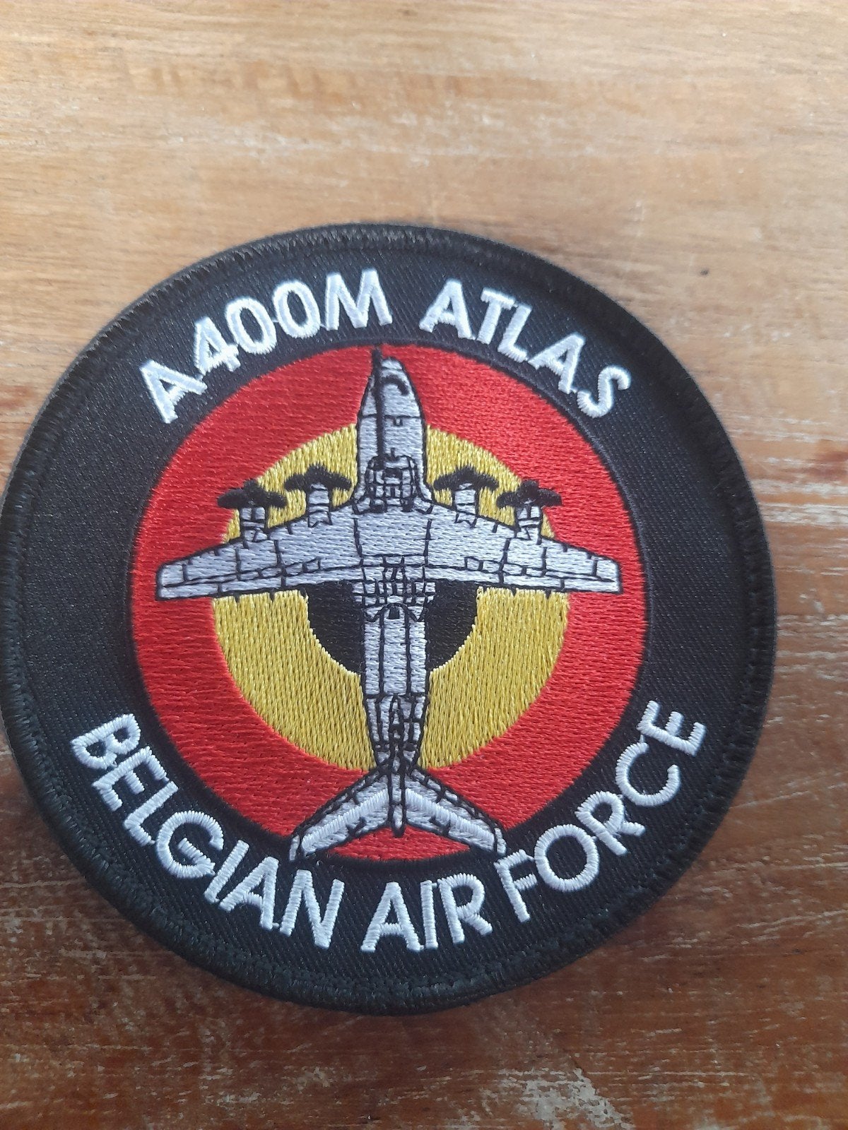 patch A400M ATLAS Belgian Airforce in stof met velcro, Ophalen of Verzenden, Nieuw, Patch, Badge of Embleem