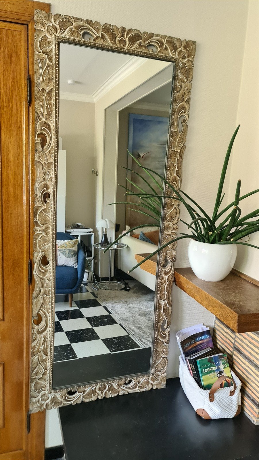 Houten spiegel Bali, Huis en Inrichting, Woonaccessoires | Spiegels, Ophalen