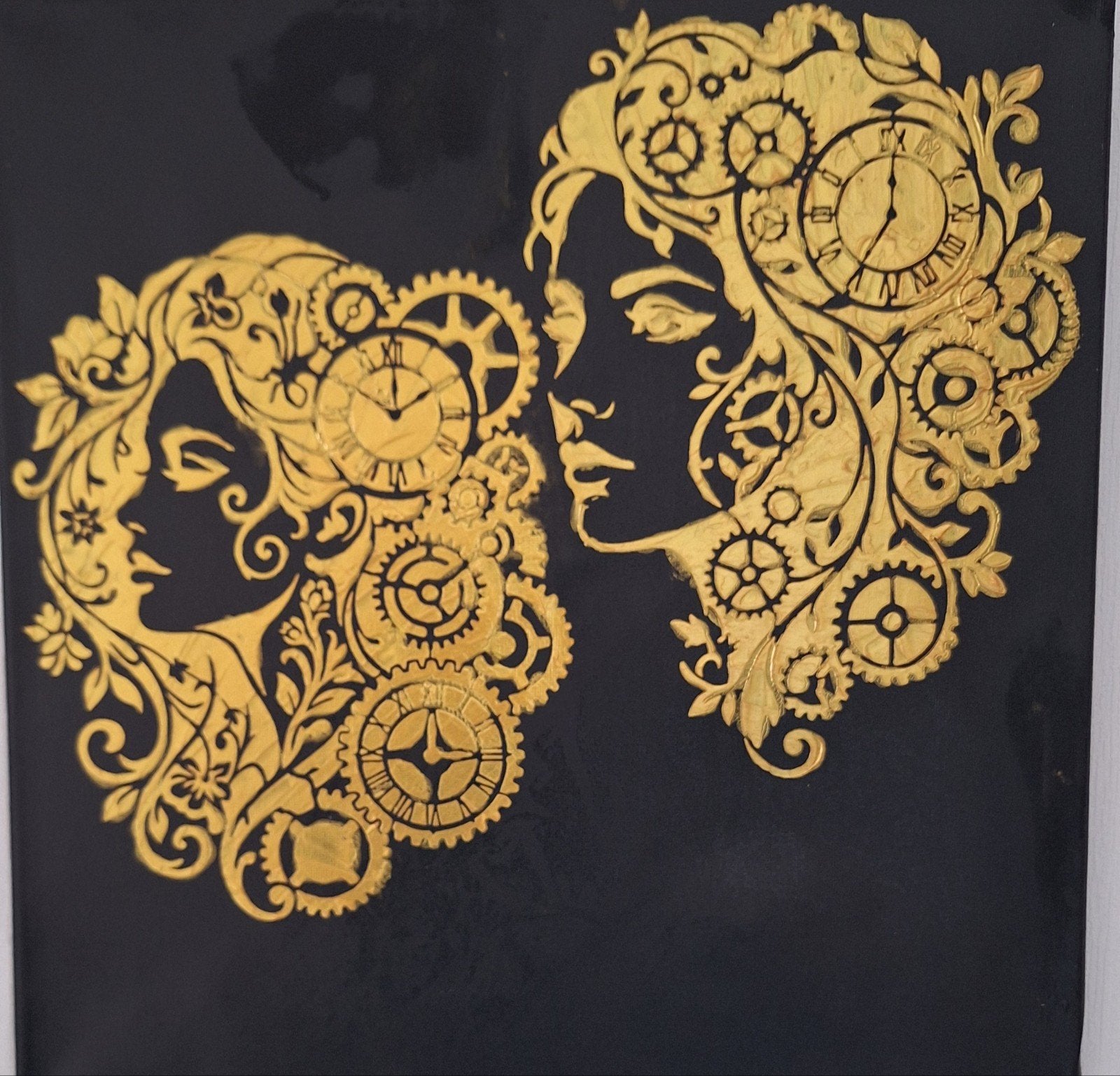 Tableau peinture fait a la main avec pate dorer .40 cm x 40c, Enlèvement ou Envoi