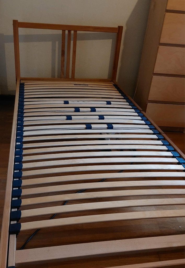 Cadre de lit 1 personne + sommier, 90 cm, Enlèvement, Utilisé, 200 cm