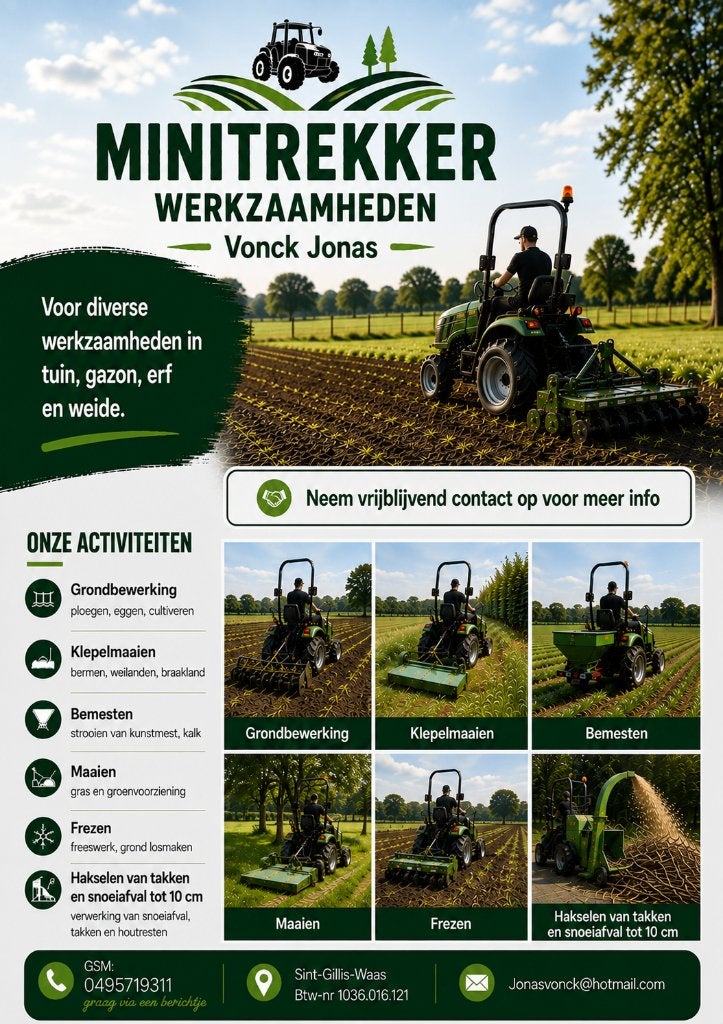 minitractor werkzaamheden, Tuin en Terras, Gras en Kunstgras, Ophalen