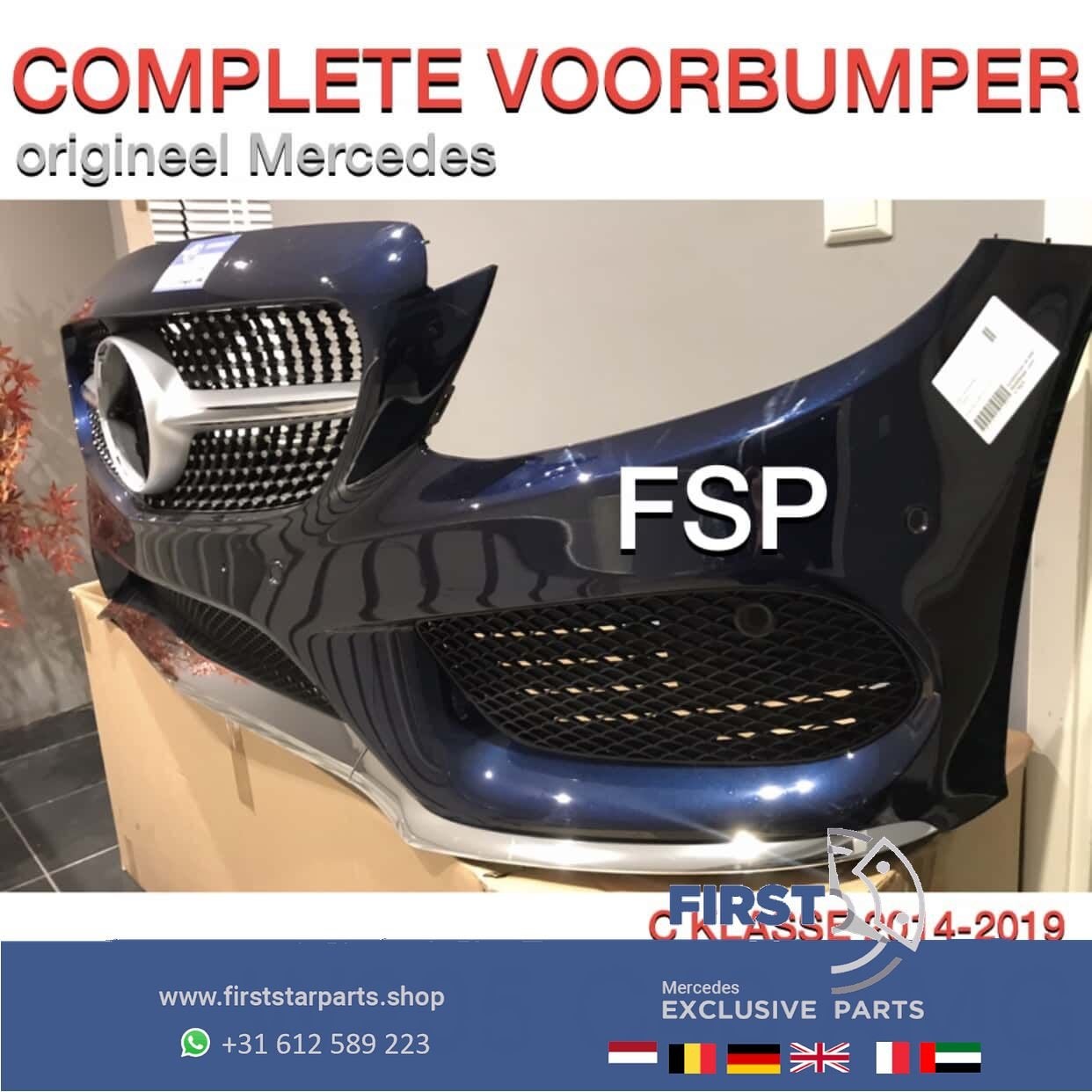 W205 C205 S205 C43  AMG VOORBUMPER Mercedes C Klasse 2018 AM, Gebruikt, -, Voor, Ophalen of Verzenden