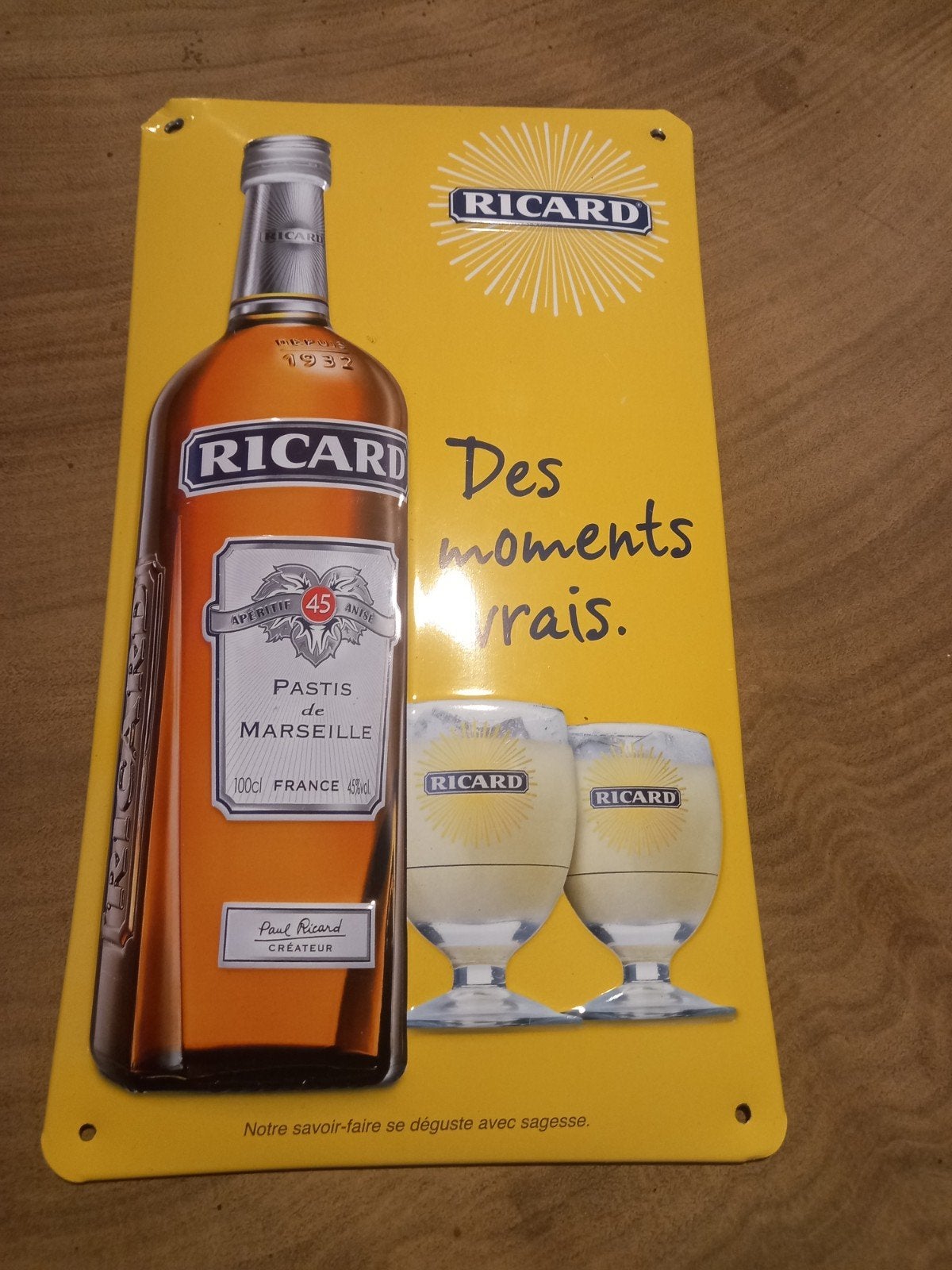 metalen bordje Ricard, Verzamelen, Ophalen, Zo goed als nieuw, Reclamebord