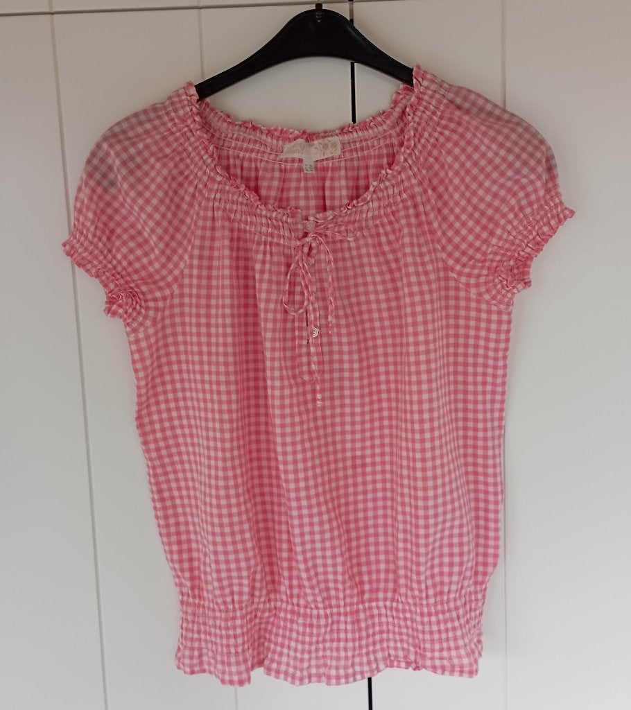 Liberty Island by e5 bloesje met vichy ruit in roos en wit, Kleding | Dames, Maat 38/40 (M), Zo goed als nieuw, Roze, Liberty island