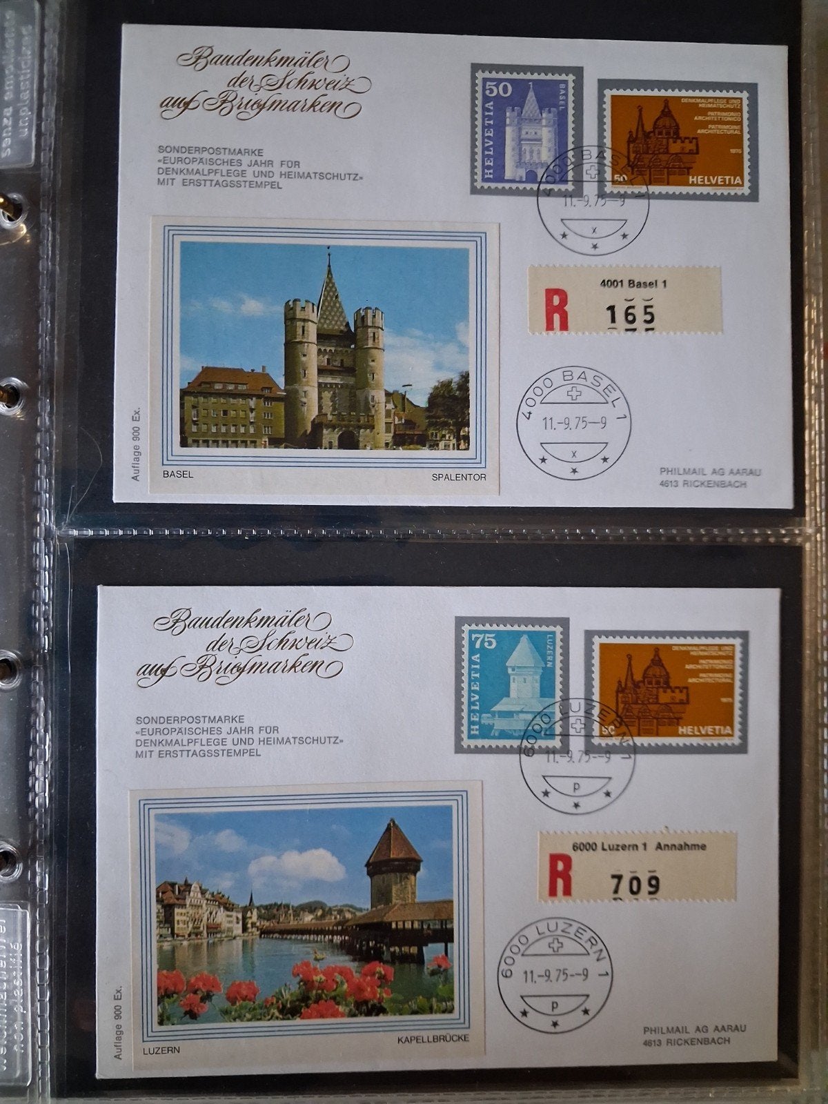 Suisse : 34 FDC de luxe enregistrés en 1975, Enlèvement ou Envoi