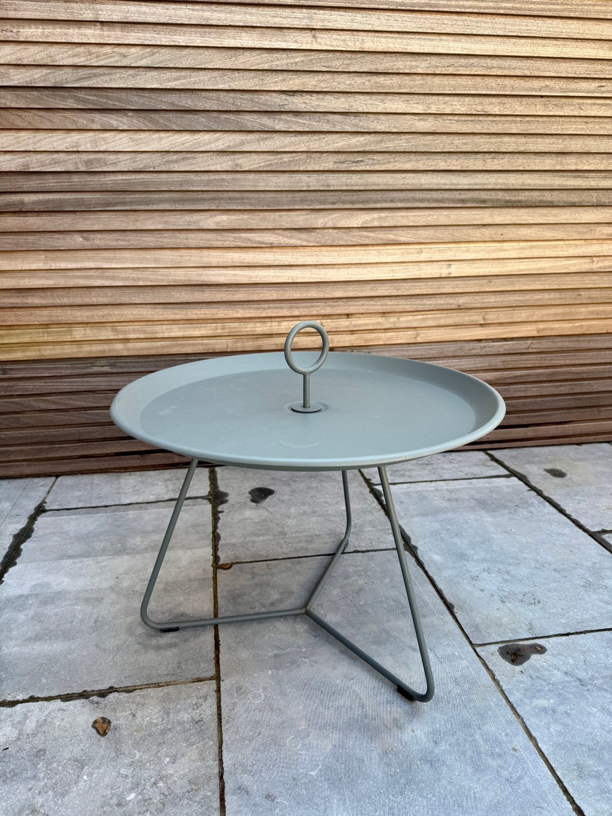 Bijzettafel grijs metaal diam58 Click Houe, Tuin en Terras, Tuintafels, Gebruikt, Rond, Metaal, Ophalen
