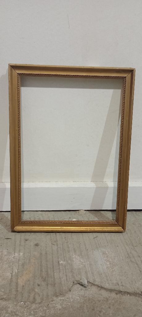 Cadre vide ancien doré perlé pour œuvre 21x31, c68, Enlèvement, Utilisé, Doré