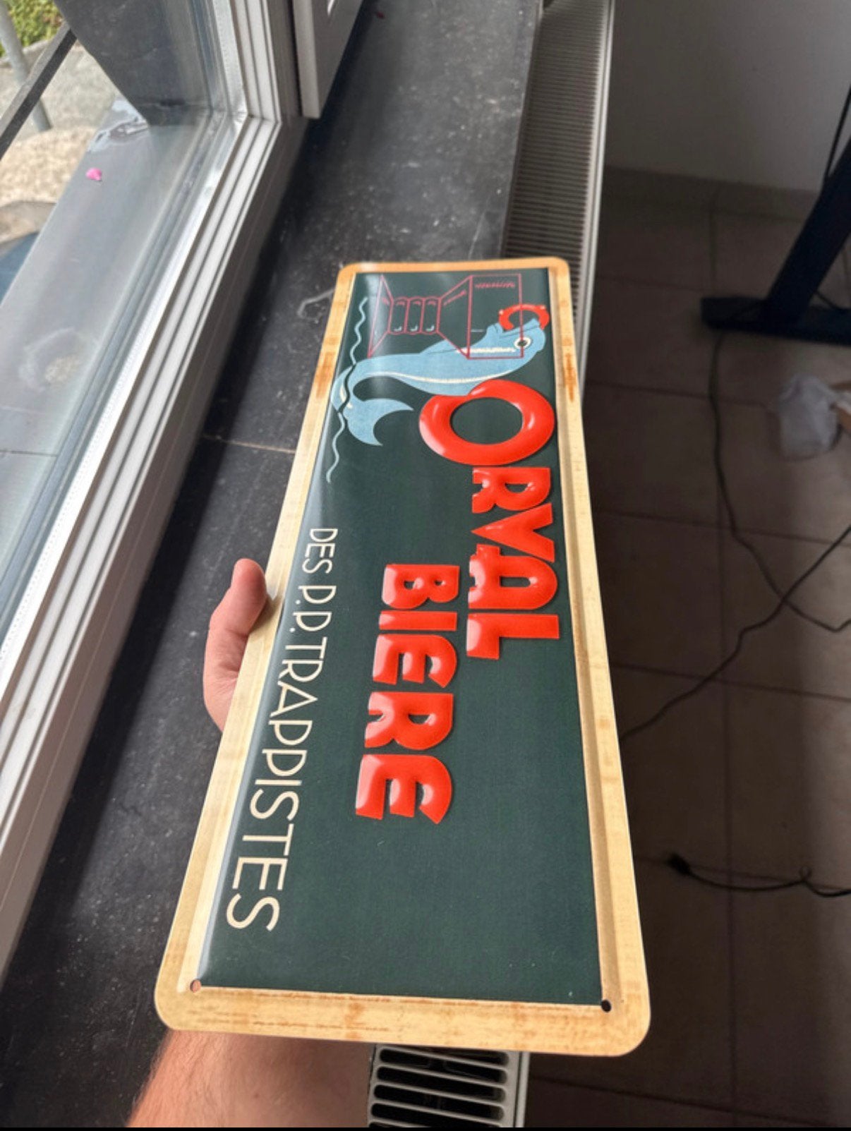 Plaque émaillée Orval 16 cm x 49,5 cm, Verzamelen, Merken en Reclamevoorwerpen, Ophalen of Verzenden, Zo goed als nieuw