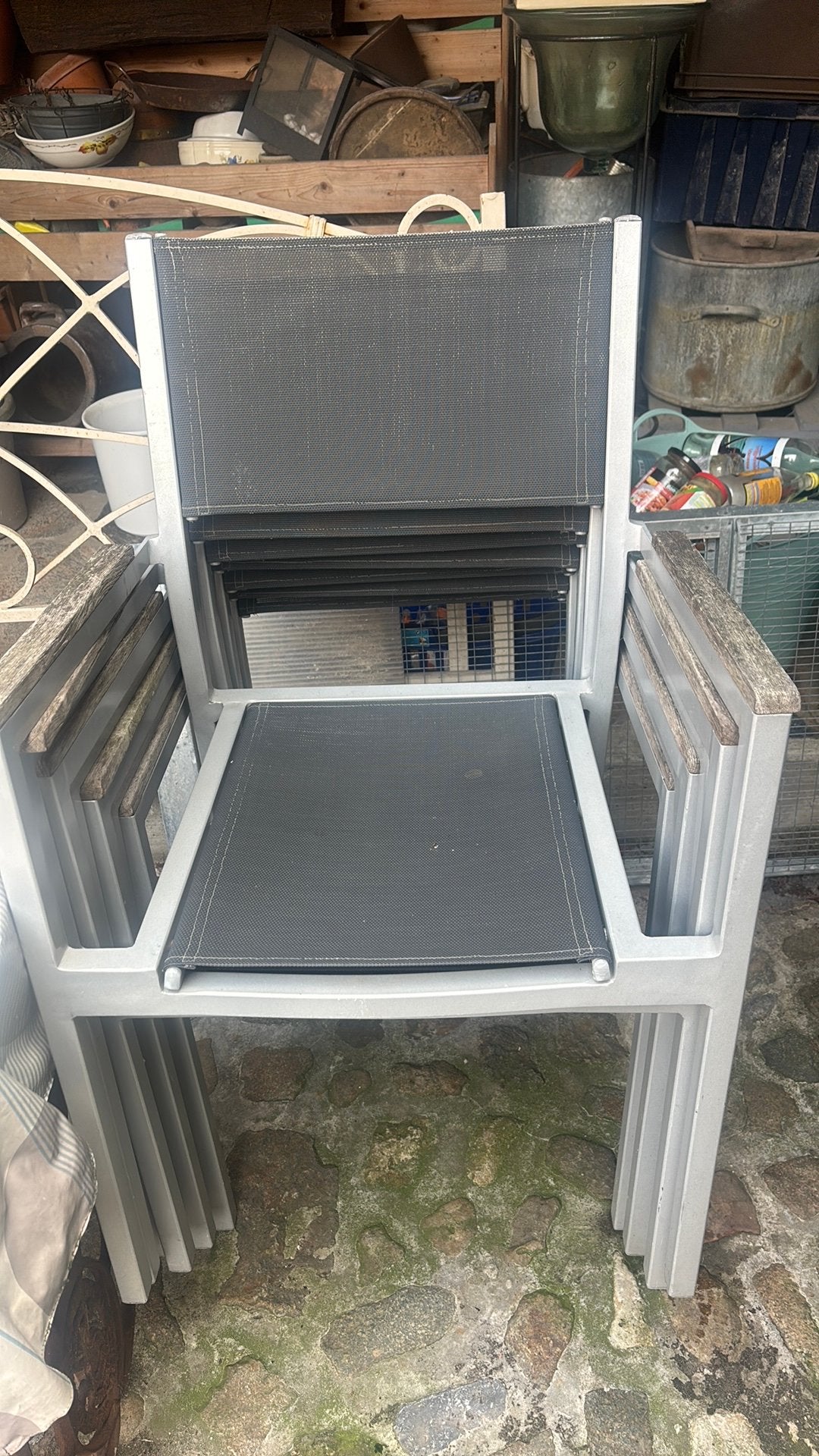 Set van 8 terrasstoelen ( op te frissen ), Ophalen, Gebruikt