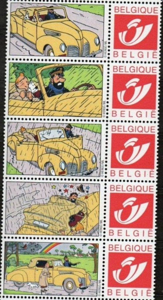 5 duostamps Tintin neufs, Enlèvement