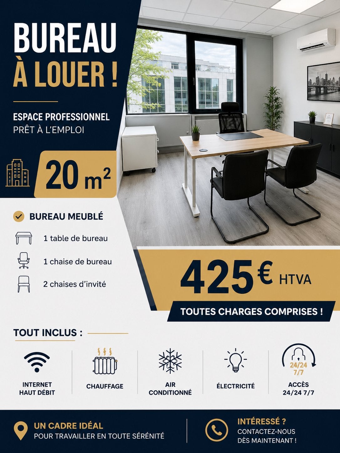 Bureau à louer - office for rent - kantoor te huur, Huis en Inrichting, Bureaus, Zo goed als nieuw, Ophalen