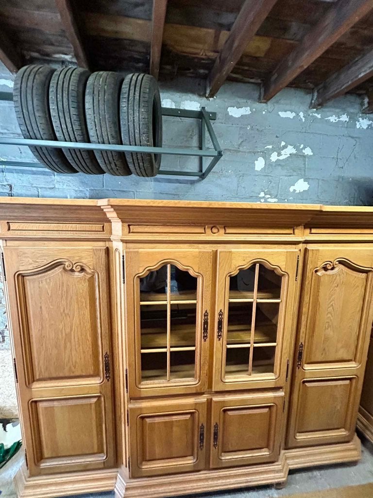 Ensemble salle à manger chêne massif – 2 meubles rangement, Maison & Meubles, Enlèvement, Utilisé, Rustique intemporel, 6 à 8 chaises