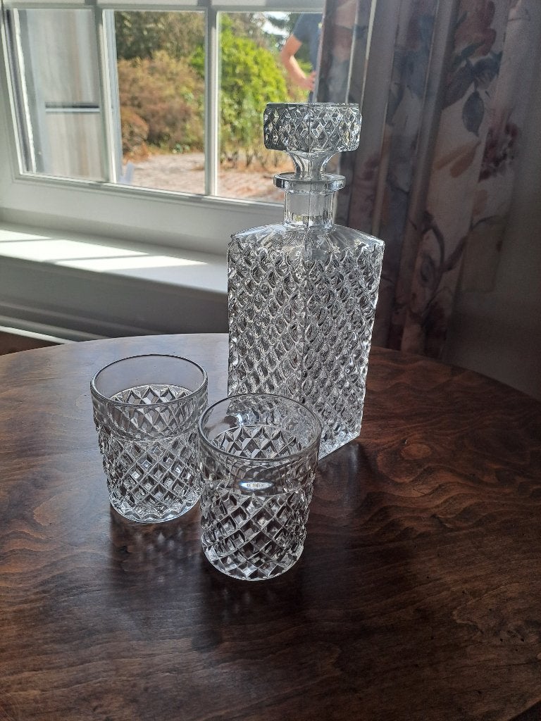 Whiskyset – Karaf met 2 Glazen (Diamond Cut), Ophalen
