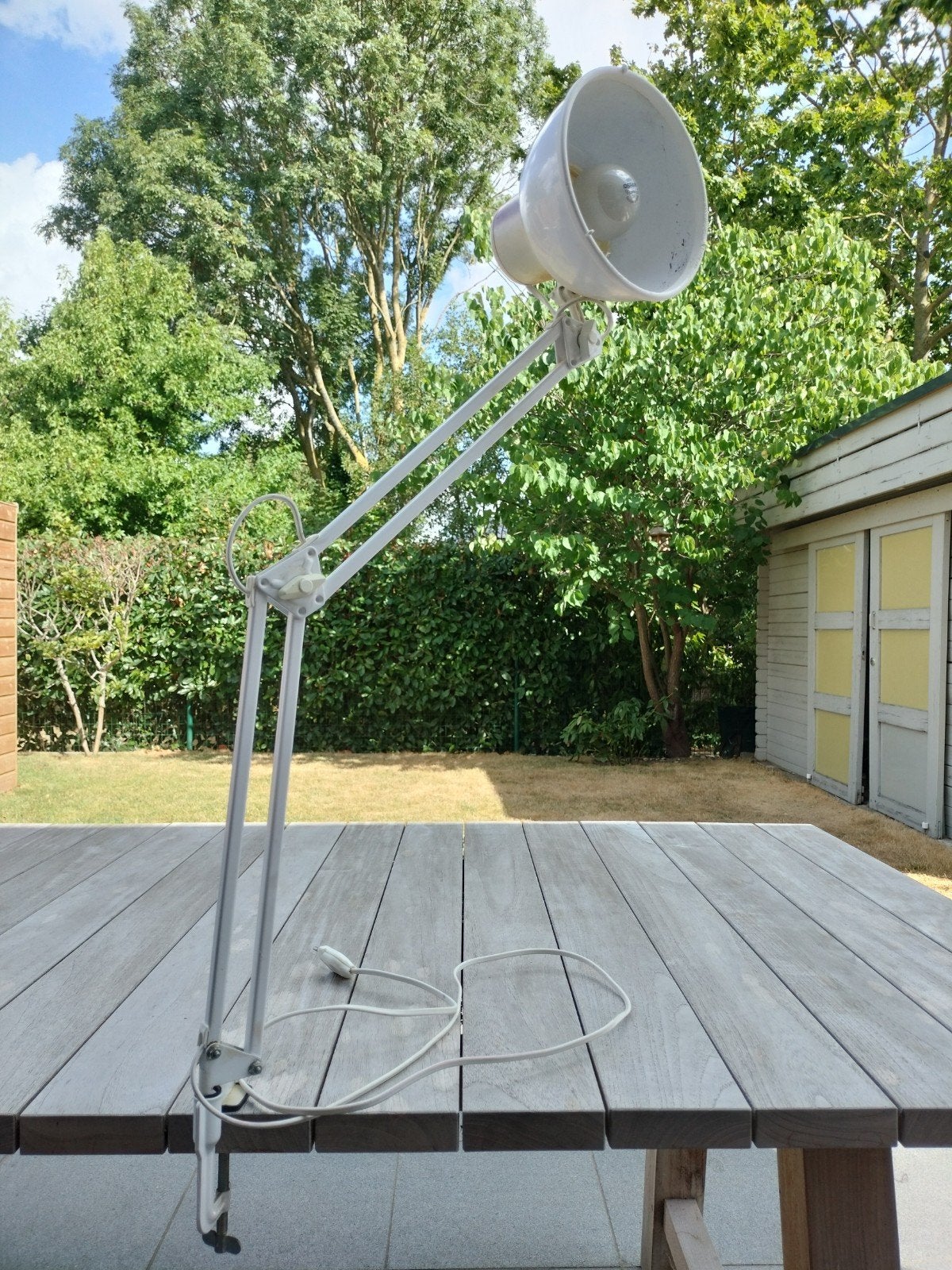 witte Lival lamp met tafelklem, Blanc, Enlèvement, Utilisé, E27 (grand)