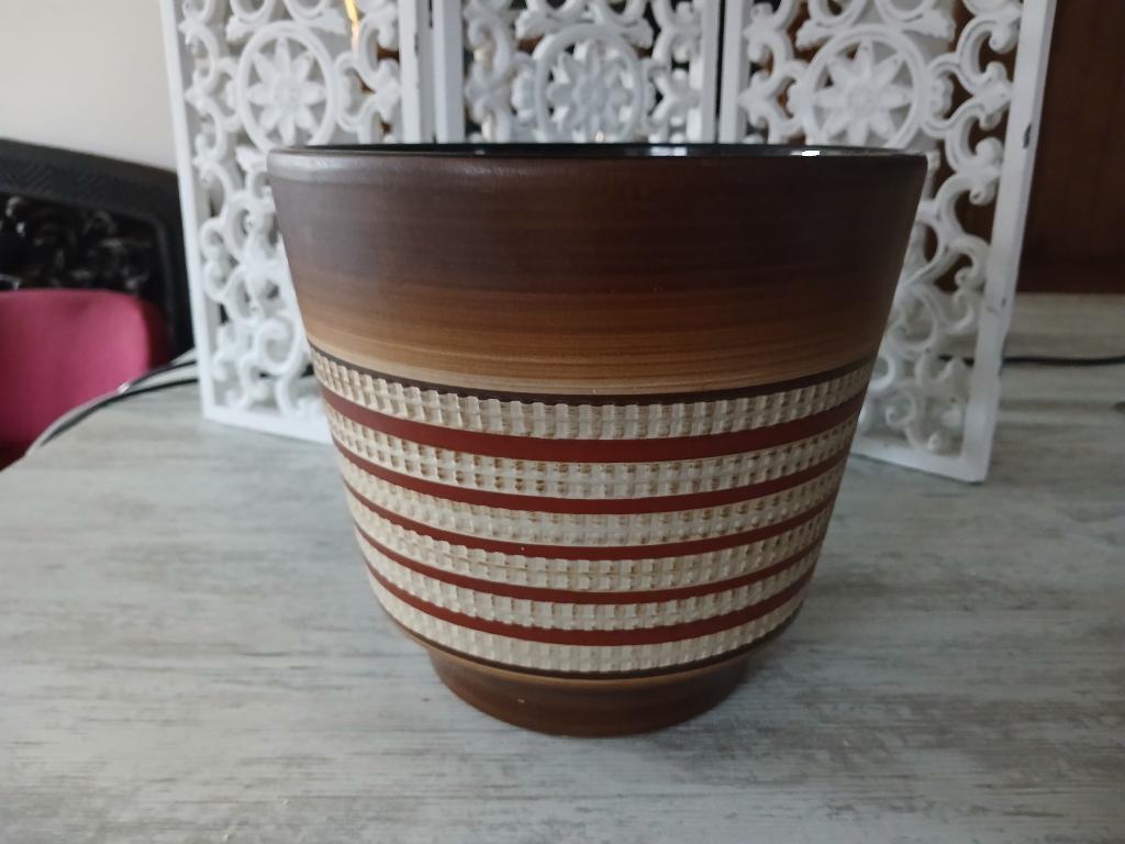 Vintage bloempot sgraffito terracotta Dumler & Breiden 22cm, Enlèvement ou Envoi, Terracotta, Intérieur