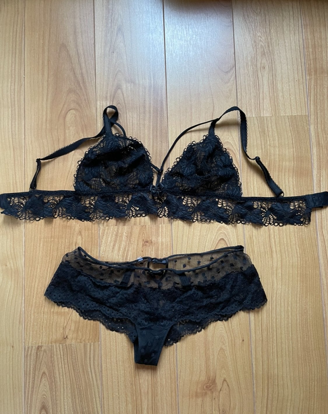 Sexy zwart kanten setje M, Verzenden, Zwart, BH