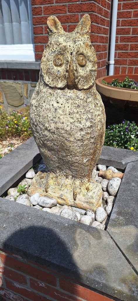 Grote uil in beton, Tuin en Terras, Ophalen, Gebruikt, Beton, Dierenbeeld