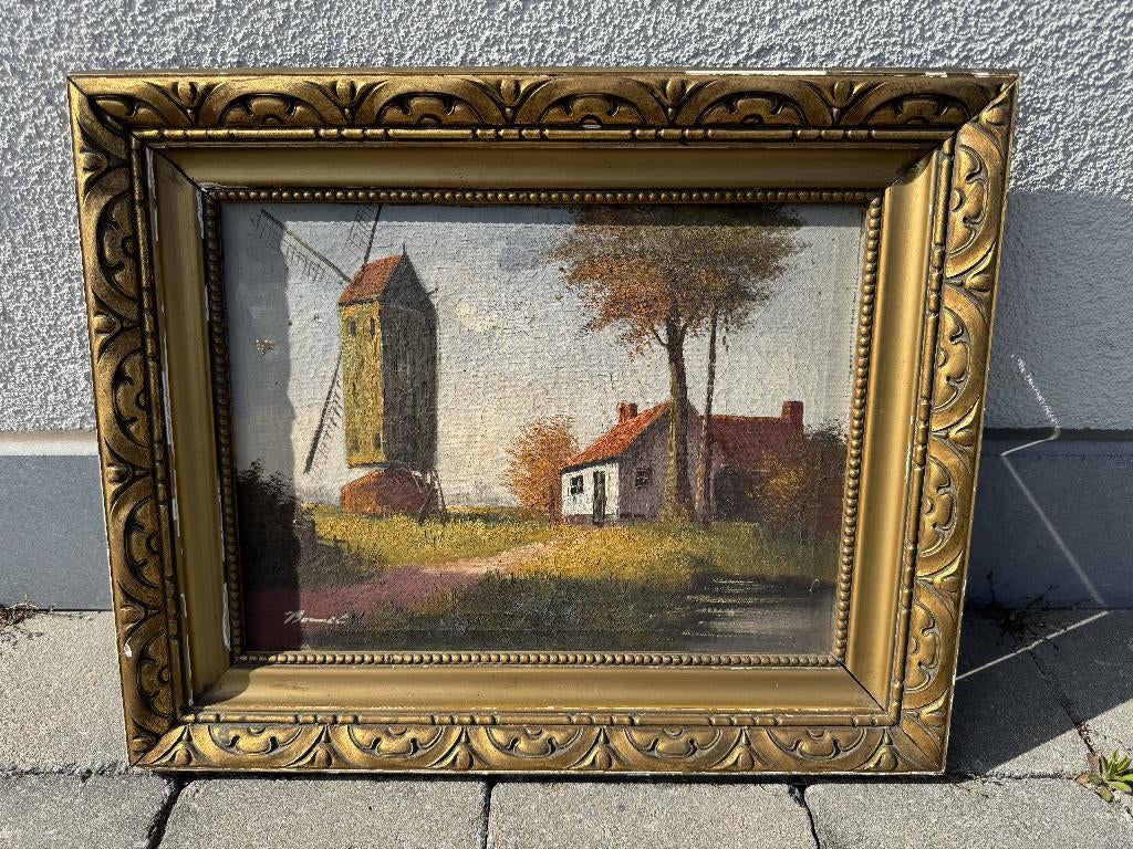 Antiek schilderij "Meuleken 't Dal" (Zingem) - Gesign Bonnet, Antiek en Kunst, Ophalen