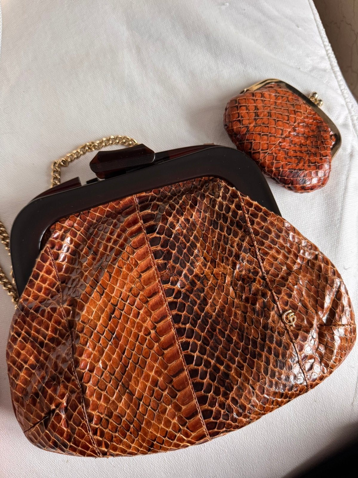 Krokodillenleder handtas met geldbeugel, Enlèvement, Comme neuf, Sac à main
