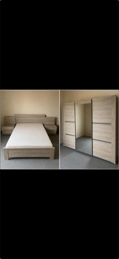 Volwaardige slaapkamer, schuifkast en bed, Ophalen, Zo goed als nieuw, Tweepersoons