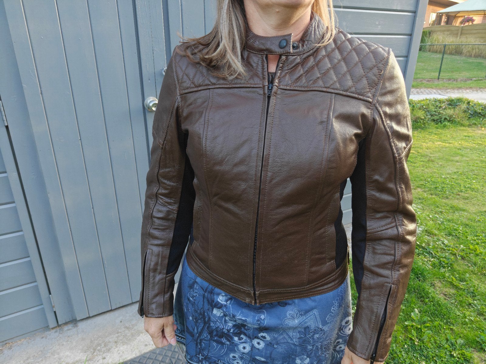 Bruine motorjas dames, Motoren, Jas | leer, Course, Ophalen of Verzenden, Dames