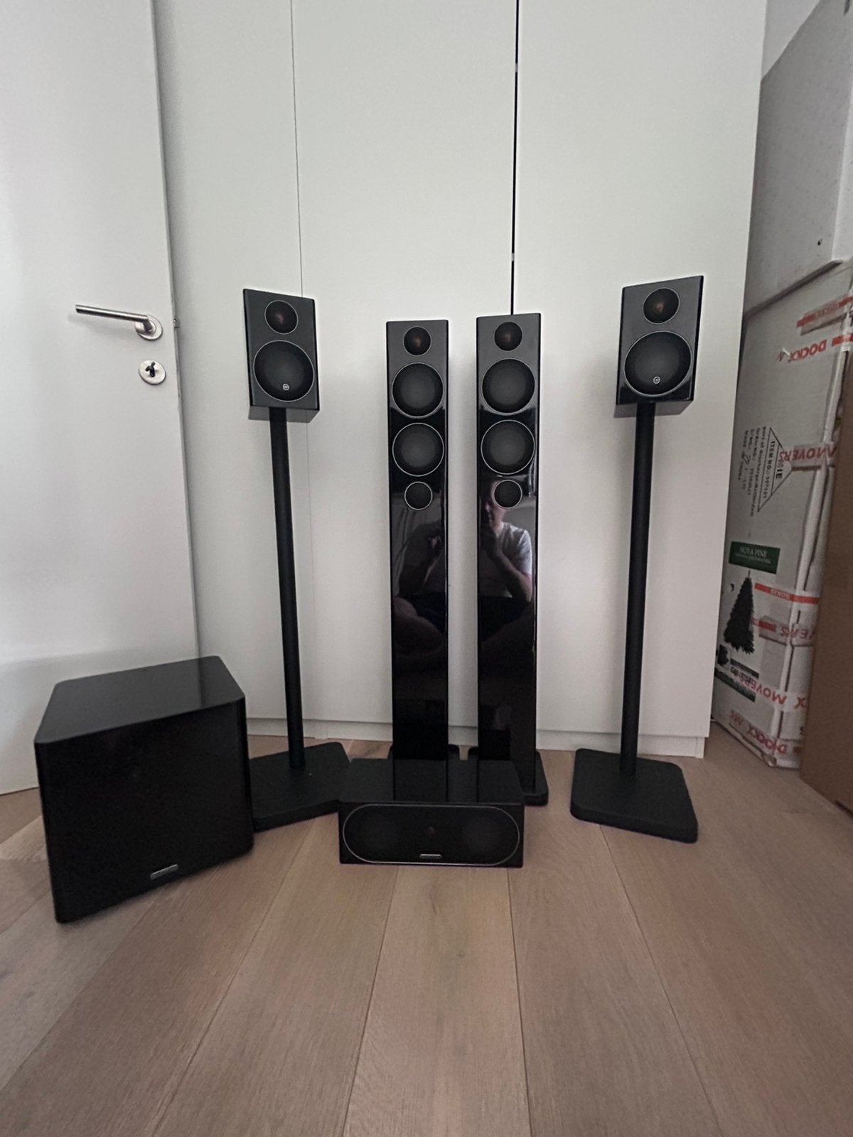 Monitor audio 5.1 set + yamaha receiver, TV, Hi-fi & Vidéo, Enceintes, Comme neuf, Subwoofer, Monitor Audio, Enlèvement