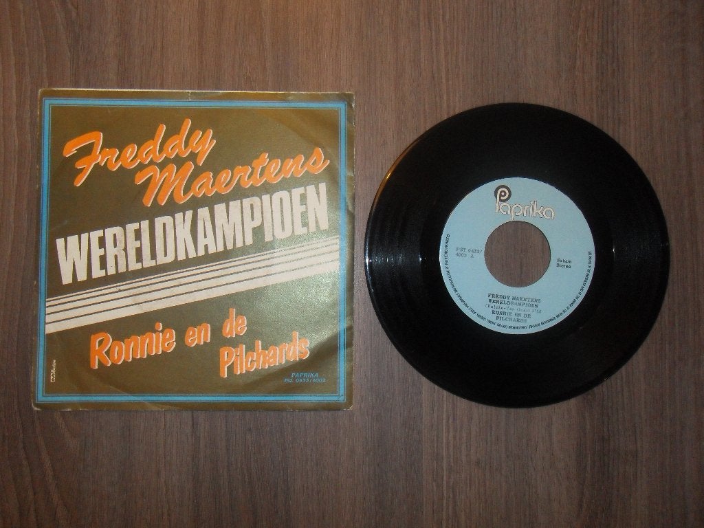 Ronnie en de Pilchards - Freddy Maertens wereldkampioen, Enlèvement ou Envoi, Utilisé, 7 inch, Chanson réaliste ou Smartlap