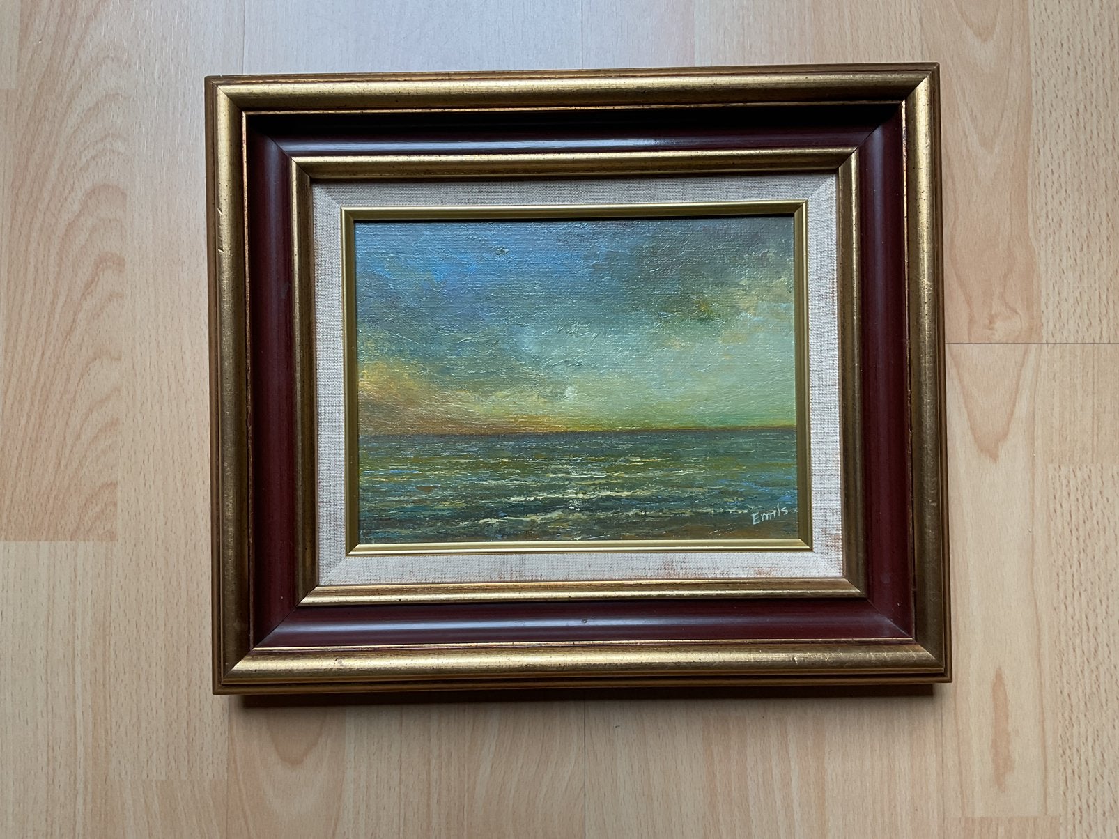 Schilderij in mooie bijpassende kader, Antiquités & Art, Art | Peinture | Classique, Peinture acrylique, Enlèvement, Maritime / eau